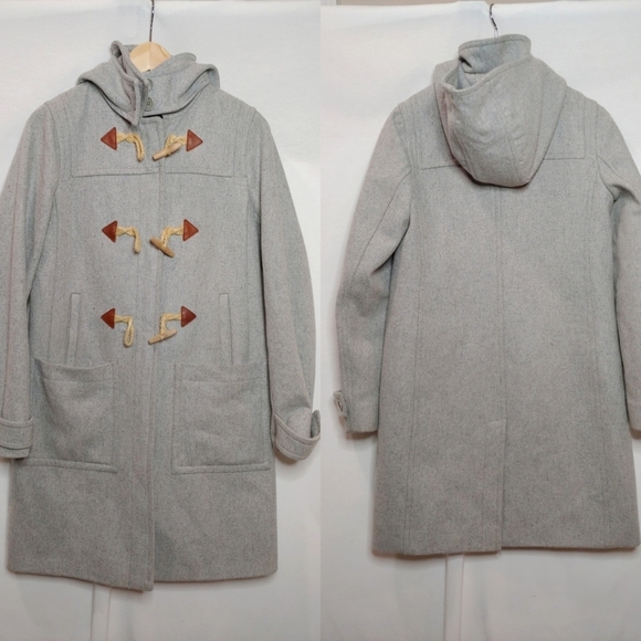J. Crew Melton Wool Blend Melton Toggle Duffle Coat Jacket Light Gray C8555 4 - Picture 1 of 16